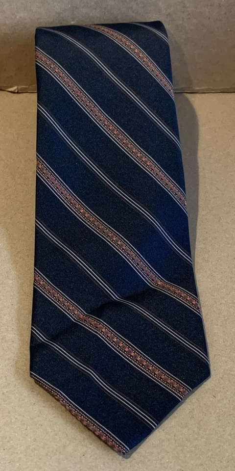 Corbata de poliéster a rayas azul marino naranja Ketch de colección Foto 1 de 4