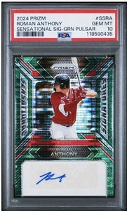 2024 Panini Prizm Roman Anthony Pulsar Verde Sensacional Signo/25 SSRA PSA 10 - Imagen 1 de 2