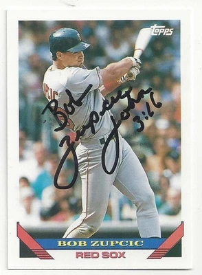 Tarjeta firmada por Bob Zupcic Boston Red Sox 1993 Topps # 562 Foto 1 de 2