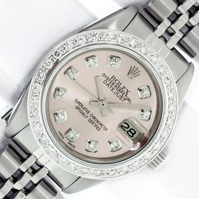 ROLEX LADIES DATEJUST STAINLESS STEEL WITH SILVER DIAMOND DIAL AND BEZEL WATCH - Image 1 of 4