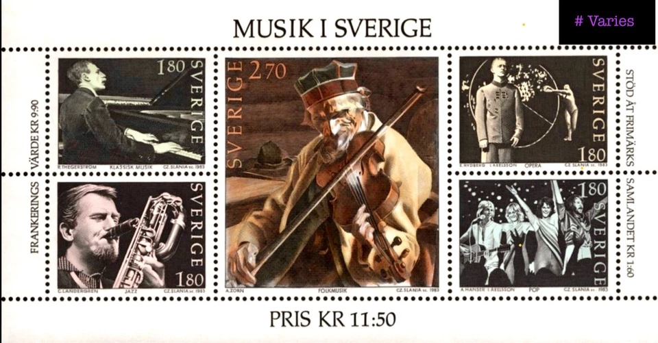 Suecia #MiBl11 MNH S/S 1983 Estilos musicales Instrumentos Compositores [Slania][1473] Foto 1 de 1
