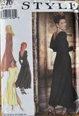 STYLE 2370 Long Paneled Dresses w/ Back Drape & Flared Hem pattern UNCUT sz 8-18 - Image 1 of 2