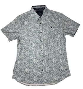 7Diamonds Shirt Mens Medium Green Geometric Short Sleeve Button Up 4-Way Stretch - Picture 1 of 6