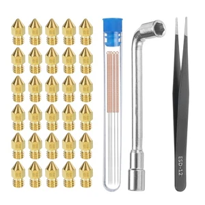 Kit de Buses 3D, 30pcs Imprimante 3D Buses en Laiton 0,8mm, 5pcs Aiguilles de Nettoyage - Photo 1/6