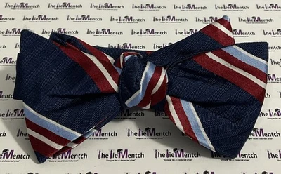 Rare BROOKS BROTHERS Silk Navy Striped Design Pre Tied Adjustable Bow Tie - Image 1 of 2