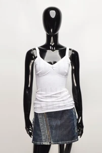 Vintage Huber 80's Coquette Cottagecore White Cami Top Size 42 - Picture 1 of 7