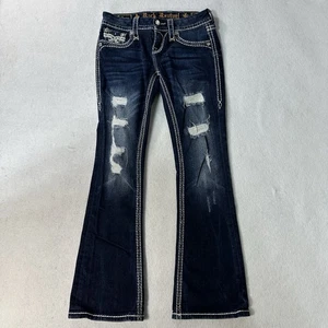 Rock Revival Jeans Womens 25 Jovie Boot Cut Distressed Low Rise Dark - Picture 1 of 12