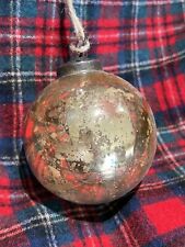 Pottery Barn Vintage Mercury Glass Round Ball Christmas Tree Ornament 3"