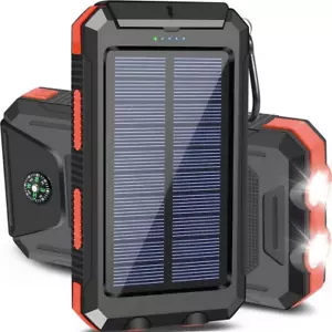 Portable 20000mAh Solar Charger for Phones, Dual USB, LED Flashlight, Compass - Picture 1 of 12