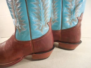 Tony Lama Women's Brown & Turquoise 4969 Western Cowboy Boots sz 10  USA CLEAN* - Picture 1 of 12