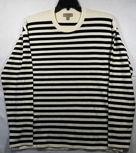 BURBERRY London Silk Striped Navy Long Sleeved Shirt Designer Size Medium NICE - Picture 1 of 11