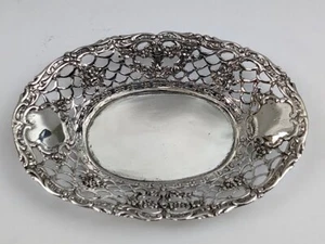 Antique Openwork  800 Silver Miniature Bowl / Dish / Basket German Sterling - Picture 1 of 4