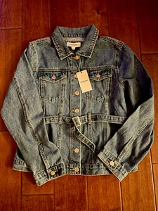 Jean Jacket Women's Size Large Long Sleeve Button Down With Denim Belt. NEW - Picture 1 of 5