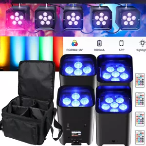 LED Par Light Uplighting DMX wifi APP Wireless Rechargeable 6x18w RGBWA+UV Party - Picture 1 of 21