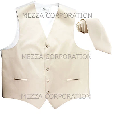 New Men's Vesuvio Napoli Tuxedo Vest Waistcoat Necktie prom wedding party Ivory - Image 1 of 4