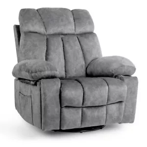 Ergonomic Swivel Rocker Recliner w Vibrating Massage, Heating Function & Pocket - Picture 1 of 8