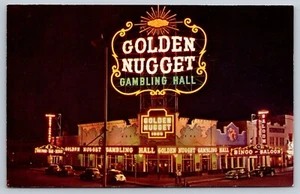 Postcard Golden Nugget Gambling Hall Casino 1940s Automobile Las Vegas Nevada - Picture 1 of 2