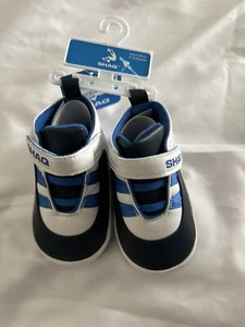 Shaq Hi Top Sneakers Baby Toddler 9-12 Mo Black Blue White Hook Loop Crib Shoes - Picture 1 of 3