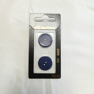 Dill-Buttons Plastic Blue Navy Round 3/4" (20MM) 805 Set of 2 Vtg - Picture 1 of 4
