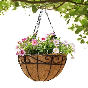 Coconut Palm Flower Pot Hanging Basket Outdoor Coconut Coir Liner Plant Holder - Picture 1 of 15