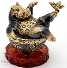 Solid Brass Amber Figurine trinket box  Hippopotamus Hippo Behemoth IronWork