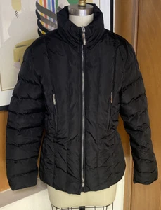 POSTCARD Jacket IT 42 US 6 black Goose Duck DOWN Puffer Bomber Italy  - Picture 1 of 11