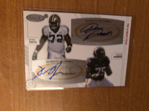 2009 SAGE Hit Jason Smith Baylor / Eugene Monroe UVA dual autograph RC