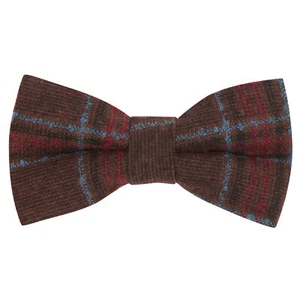 Rust Brown & Red Check Bow Tie, Tweed, Tartan, Plaid - Picture 1 of 2