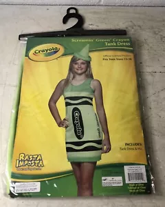 New Craylola Screamin Green Crayon Dress Costume Halloween Teen SZ 13-16 - Picture 1 of 6