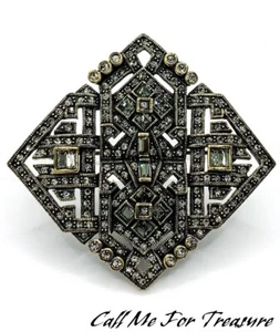Heidi Daus Large Square Crystal Brooch Pin - Picture 1 of 4
