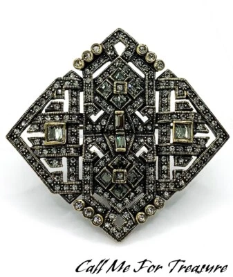Heidi Daus Large Square Crystal Brooch Pin - Image 1 of 4