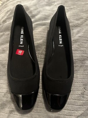 Anne Klein Black  Flats Size 10 M Patent Leather & Fabric  NIB Iflex Insoles - Image 1 of 4