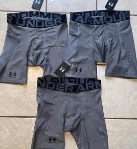 3 x Under Armour Men's HeatGear® 6" Compression Shorts,Heather Grey, Large, $30! - Picture 1 of 3