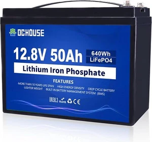 12V 50Ah Lithium LiFePO4 Battery, 10 Year Life, More Than 3000 Cycles - Picture 1 of 9
