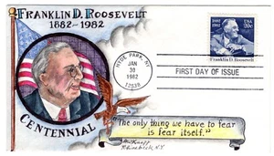 #1950 Franklin D. Roosevelt Dorothy Knapp Hand Painted Cachet 1982 FDC - Picture 1 of 2