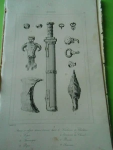 Gravure 1838 - Allemagne Germany Armes Objets trouvés dans tombeau de Childéric - Picture 1 of 1