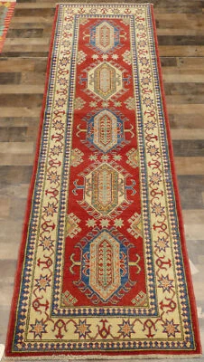 2'7x9'5 New Pak Super Kazak hand Caucasian knotted wool Oriental area rug runner - Image 1 of 4