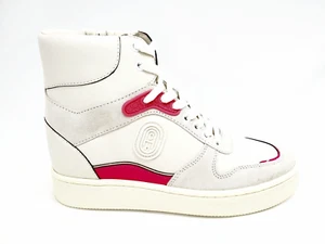 COACH Leather Fashion Sneaker C220 Hi-Top White, Pink Women Size 8.5 B - Picture 1 of 5