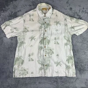 Vintage Tommy Bahama Shirt 100% Silk Short Sleeve Button Down Hawaiian XL Trees - Picture 1 of 9