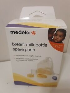 Medela Breast Milk Bottle Spare Parts Kit 3 Each Of Caps Collars Discs Lids New 