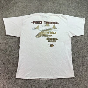 VINTAGE 90s Go Fish Co Shirt Mens Large Make My Reel Sing 1998 Thrashed - Picture 1 of 17