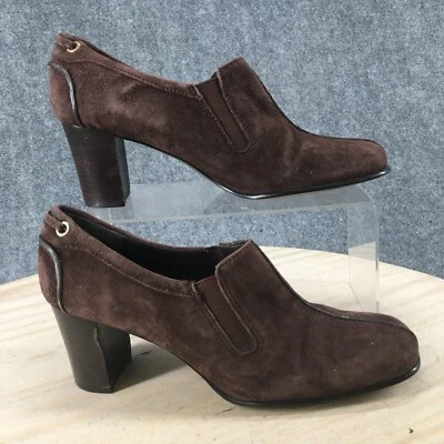 Liz Claiborne 鞋女式 7.5 M Annondale 泵棕色皮革休闲高跟鞋 — 第 1/4 张图片