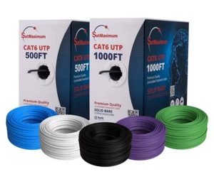 CAT6 500FT/1000FT Riser CMR Ethernet Cable 23AWG UTP Solid Bare Copper Wire LOT - Picture 1 of 46