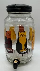 Glass Sun Tea Iced Tea Juice Beverage Dispenser-Cats On A Fence-Anchor Hock 4 QT - Picture 1 of 6