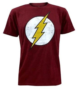 Rex Men's The Flash Lightning Bolt Logo Short Sleeve Cotton Graphic Tee - Red - Picture 1 of 1