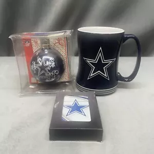 Lot Of 3 Dallas Cowboys Items New Playing Cards Mug Christmas Ornament Star Logo - Picture 1 of 24