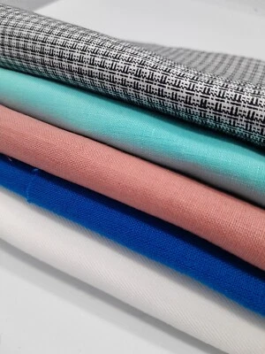 Remnant Scrap Bag 5 Pieces 100% Irish linen Crafting Fabric QF41 sHADES - Image 1 of 4