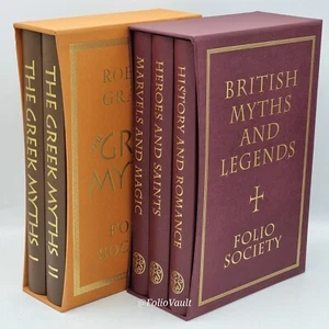 Bundle: Greek Myths (2v) & British Myths and Legends (3v) - Folio Society - VGC - Imagen 1 de 22