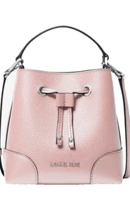 Michael Kors Mercer Pebbled Pink Leather Drawstring Shoulder Bag $268-BNWT - Picture 1 of 10