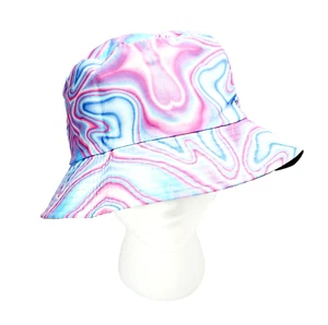 New Unisex Bucket Hat Pink & Blue Swirl Summer Fun Beach Summer Wear - Bild 1 von 7